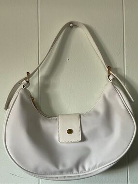 Mali Lili White Crescent Shoulder Bag with Gold-Tone Detail